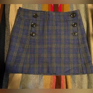 Vintage Blue Tartan Plaid Mini Skirt. Size 2. Wool Blend. Varsity, preppy.